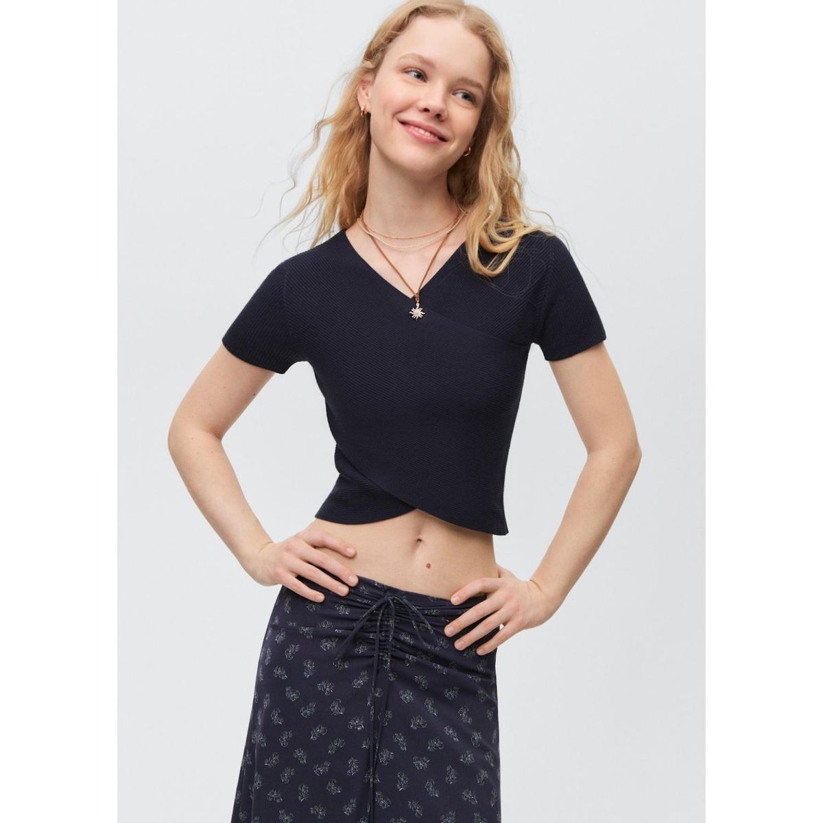 MANGO TEEN - Top Manga Corta Casual Mujer Mango Teen