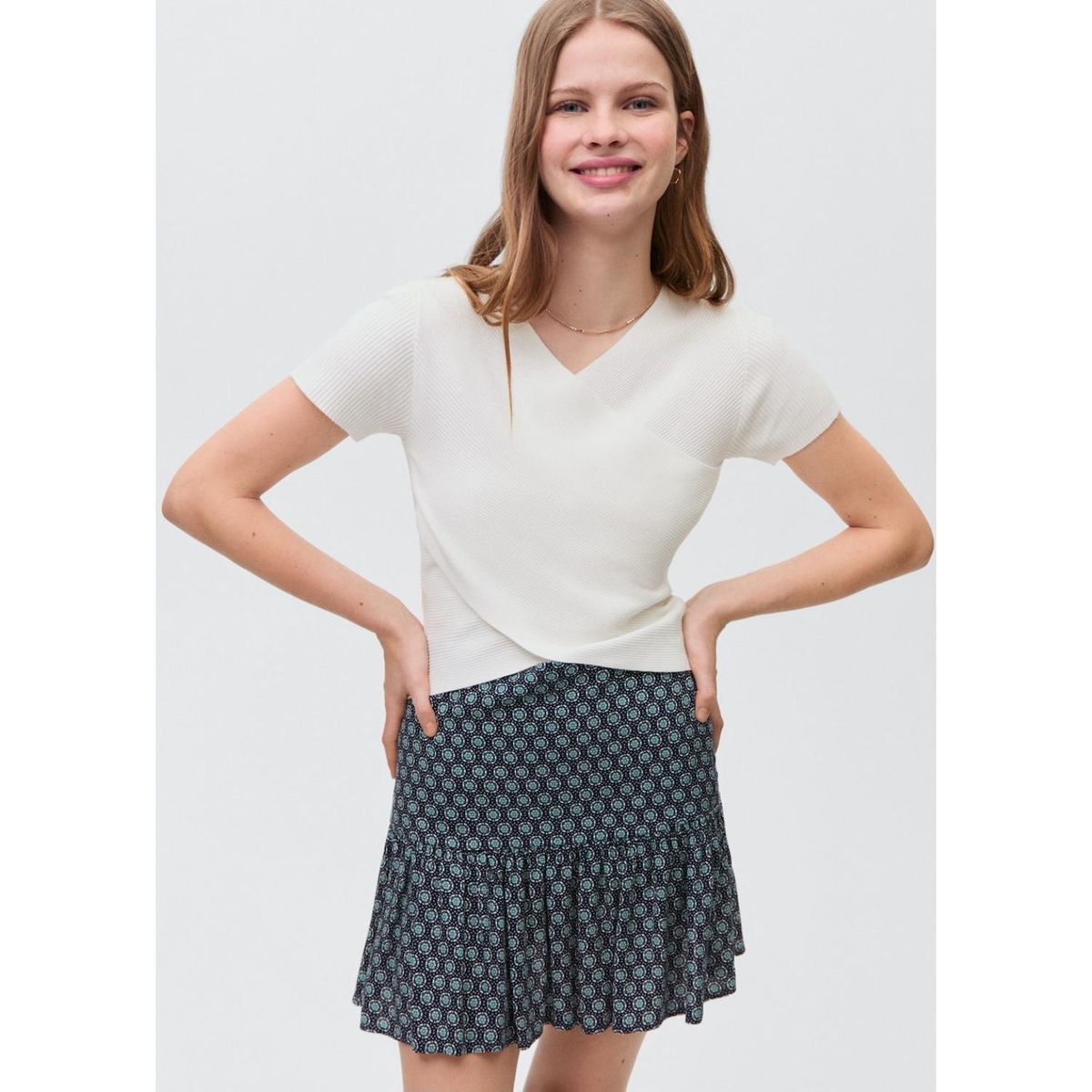 MANGO TEEN - Top Manga Corta Casual Mujer Mango Teen