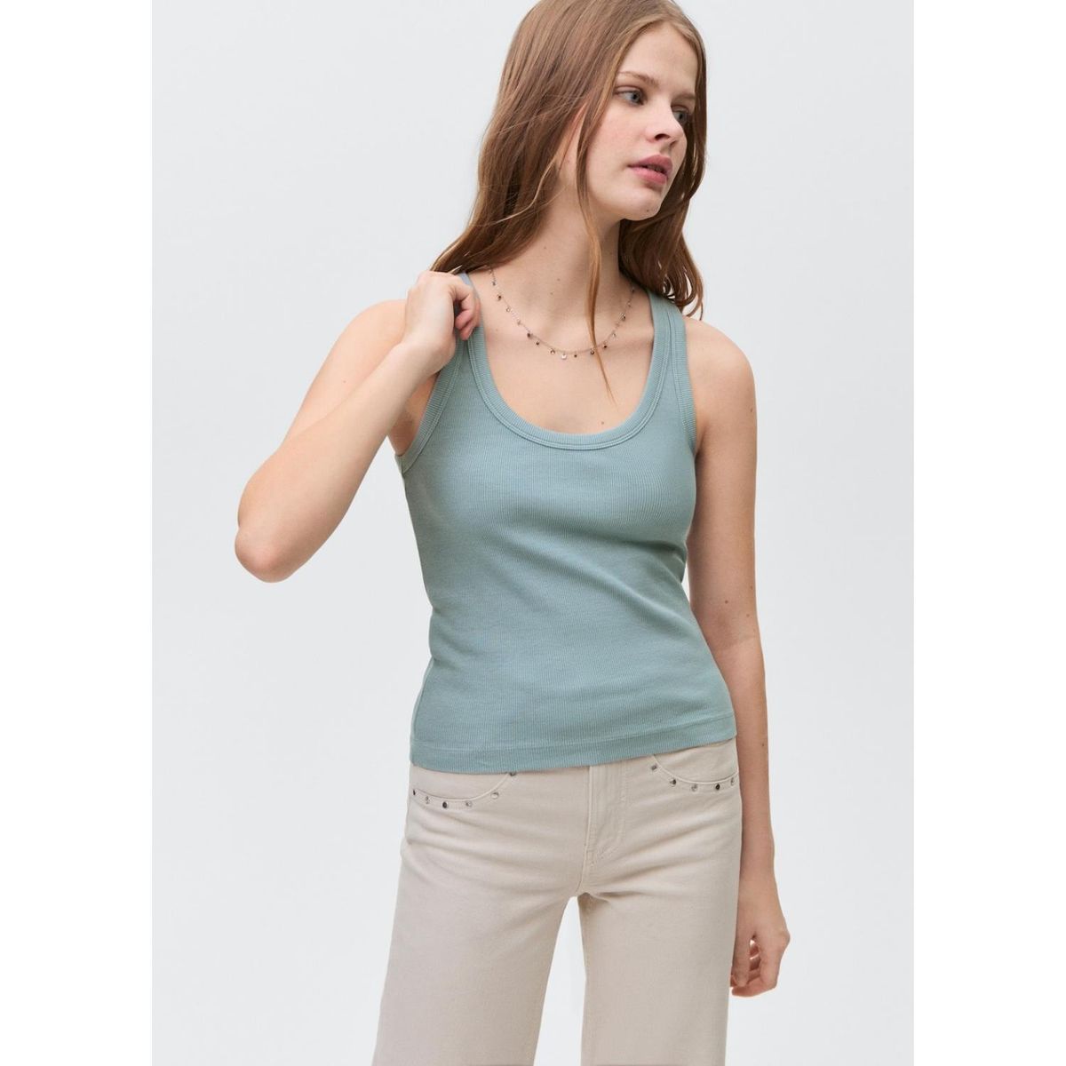 MANGO TEEN - Top Sin Mangas Algodón Mujer Mango Teen