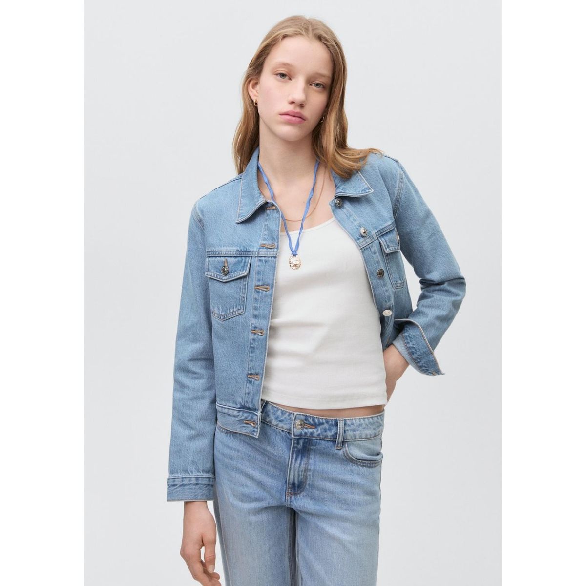 MANGO TEEN - Casaca 100% Algodón Mujer Mango Teen