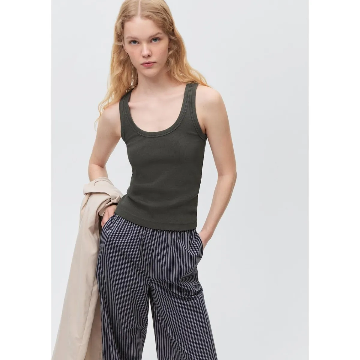 MANGO TEEN - Top Sin Mangas Algodón Mujer Mango Teen