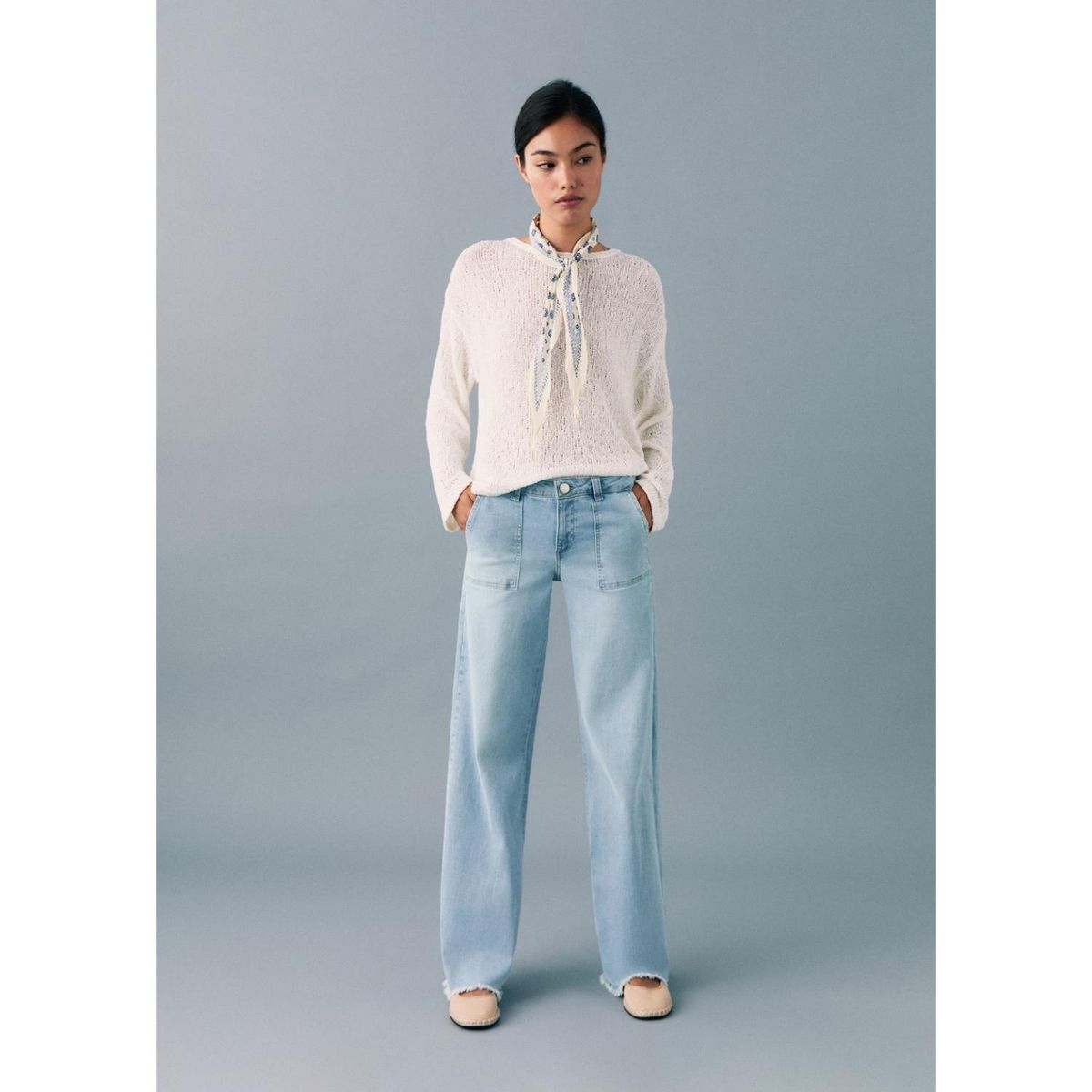 MANGO TEEN - Jean Wide Leg Tiro Alto Mujer Mango Teen