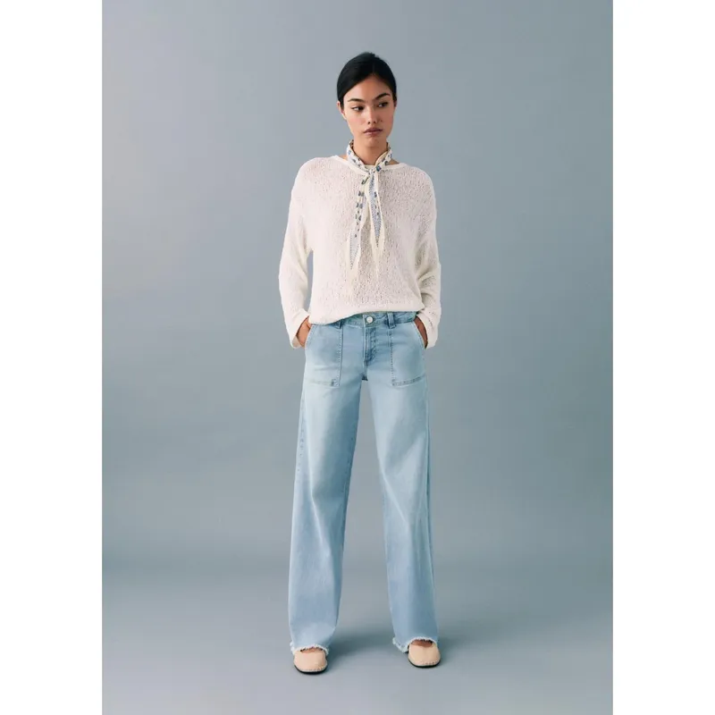 MANGO TEEN - Jean Wide Leg Tiro Alto Mujer Mango Teen