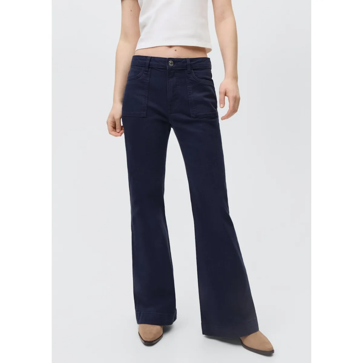 MANGO TEEN - Jean Flare Tiro Alto Mujer Mango Teen