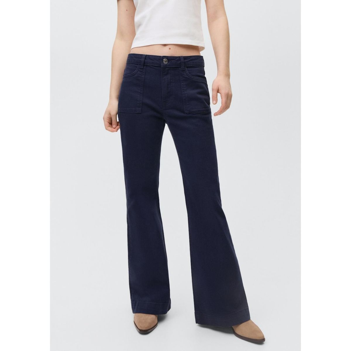 MANGO TEEN - Jean Flare Tiro Alto Mujer Mango Teen