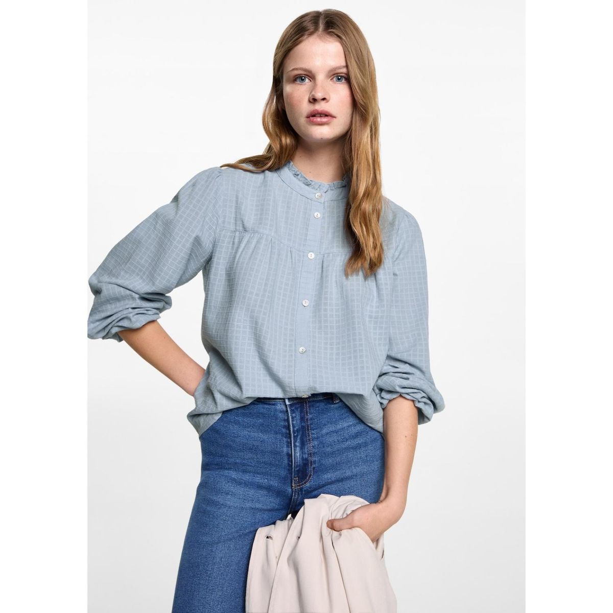 MANGO TEEN - Blusa Manga Larga 100% Algodón Mujer Mango Teen
