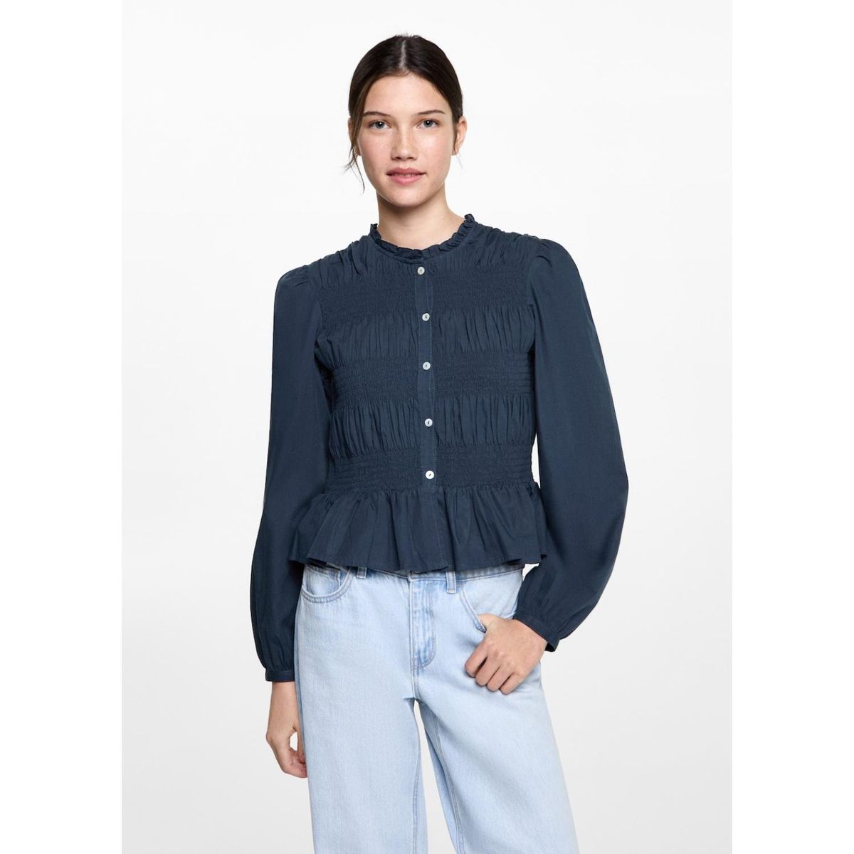 MANGO TEEN - Blusa Manga Larga 100% Algodón Mujer Mango Teen