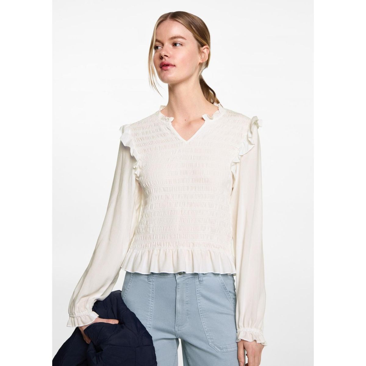 MANGO TEEN - Blusa Manga Larga Casual Mujer Mango Teen