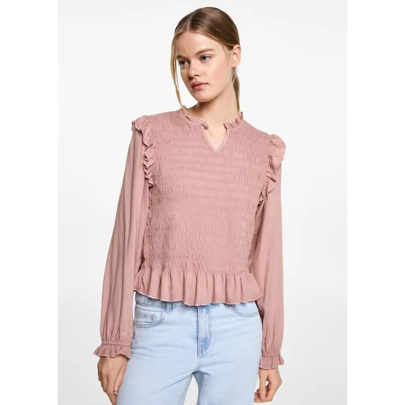 MANGO TEEN - Blusa Manga Larga Casual Mujer Mango Teen
