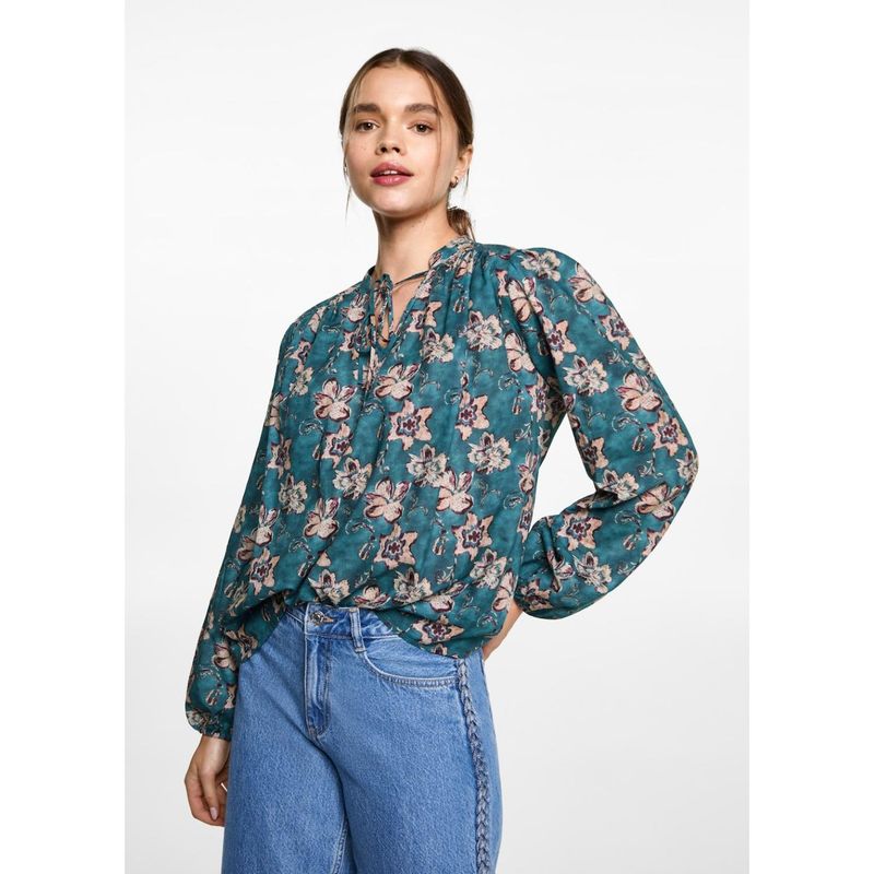 MANGO TEEN - Blusa Manga Larga 100% Algodón Mujer Mango Teen