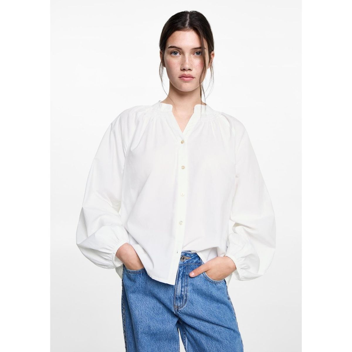MANGO TEEN - Blusa Manga Larga 100% Algodón Mujer Mango Teen