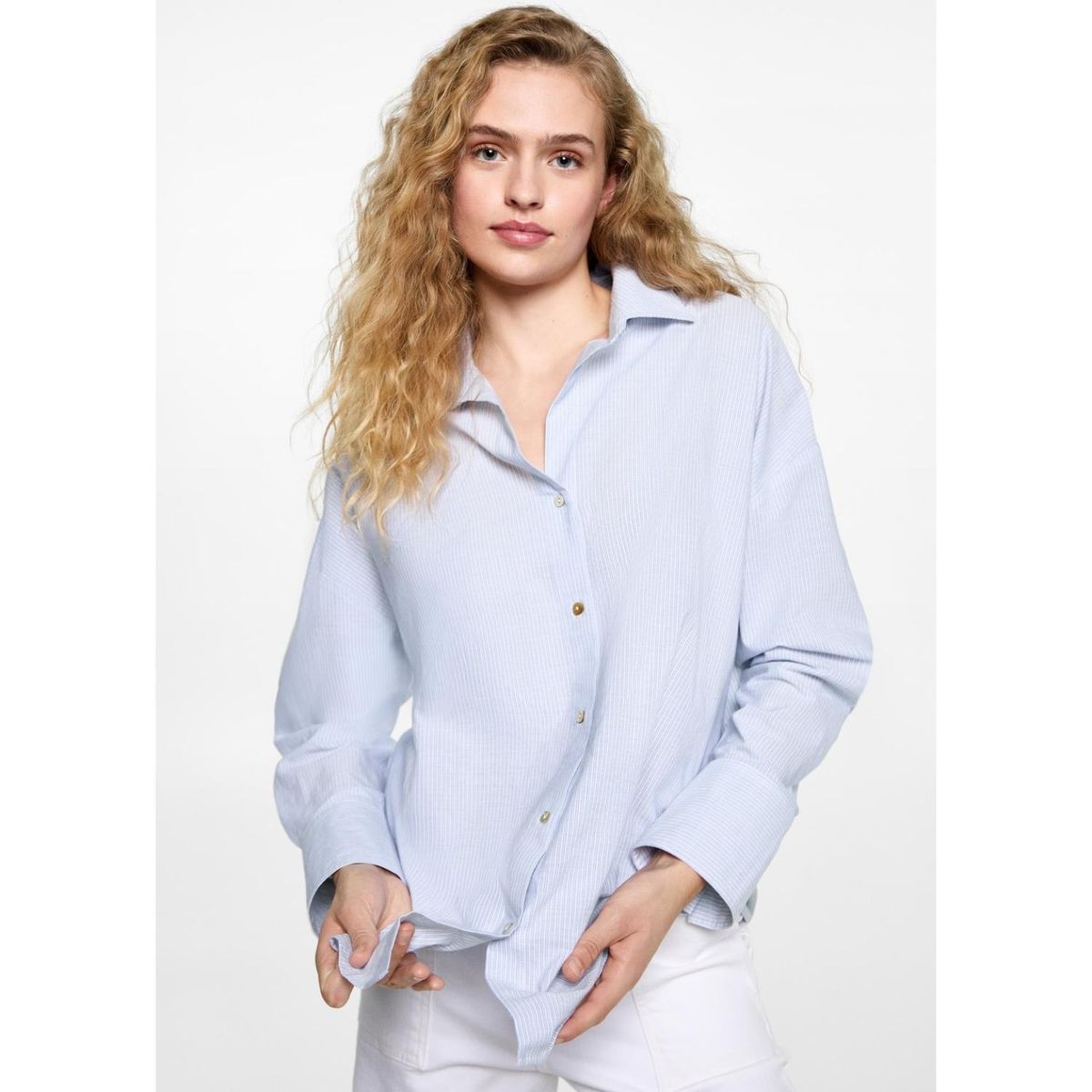 MANGO TEEN - Camisa Manga Larga 100% Algodón Mujer Mango Teen
