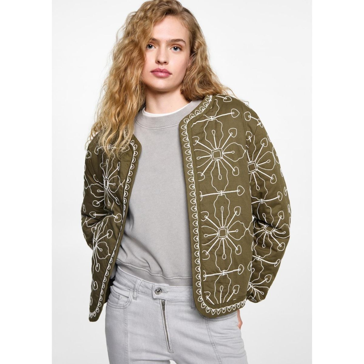 MANGO TEEN - Casaca 100% Algodón Mujer Mango Teen