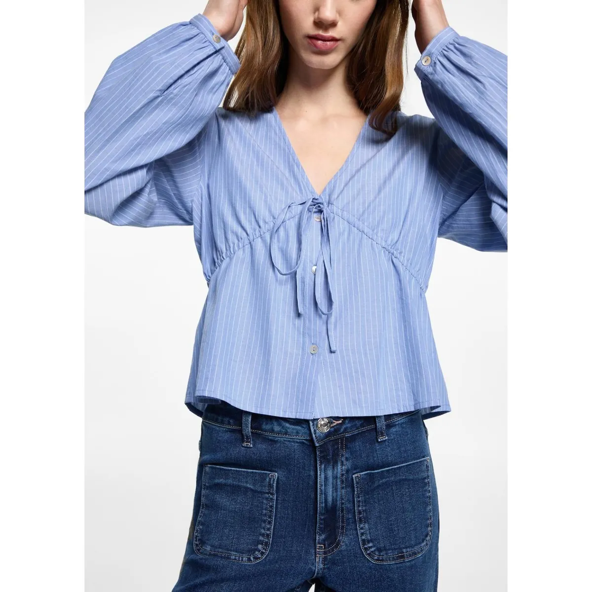 MANGO TEEN - Blusa Manga Larga 100% Algodón Mujer Mango Teen