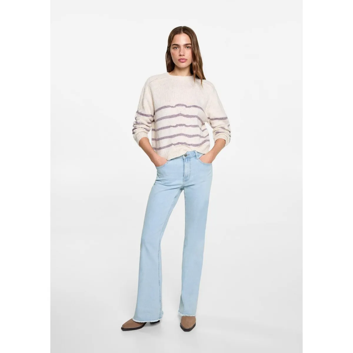 MANGO TEEN - Jean Flare Tiro Alto Mujer Mango Teen