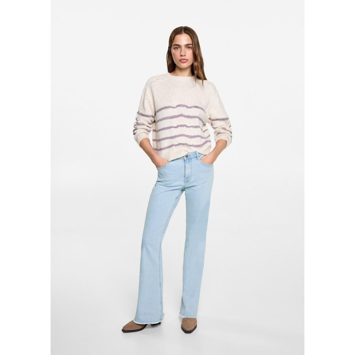 MANGO TEEN - Jean Flare Tiro Alto Mujer Mango Teen