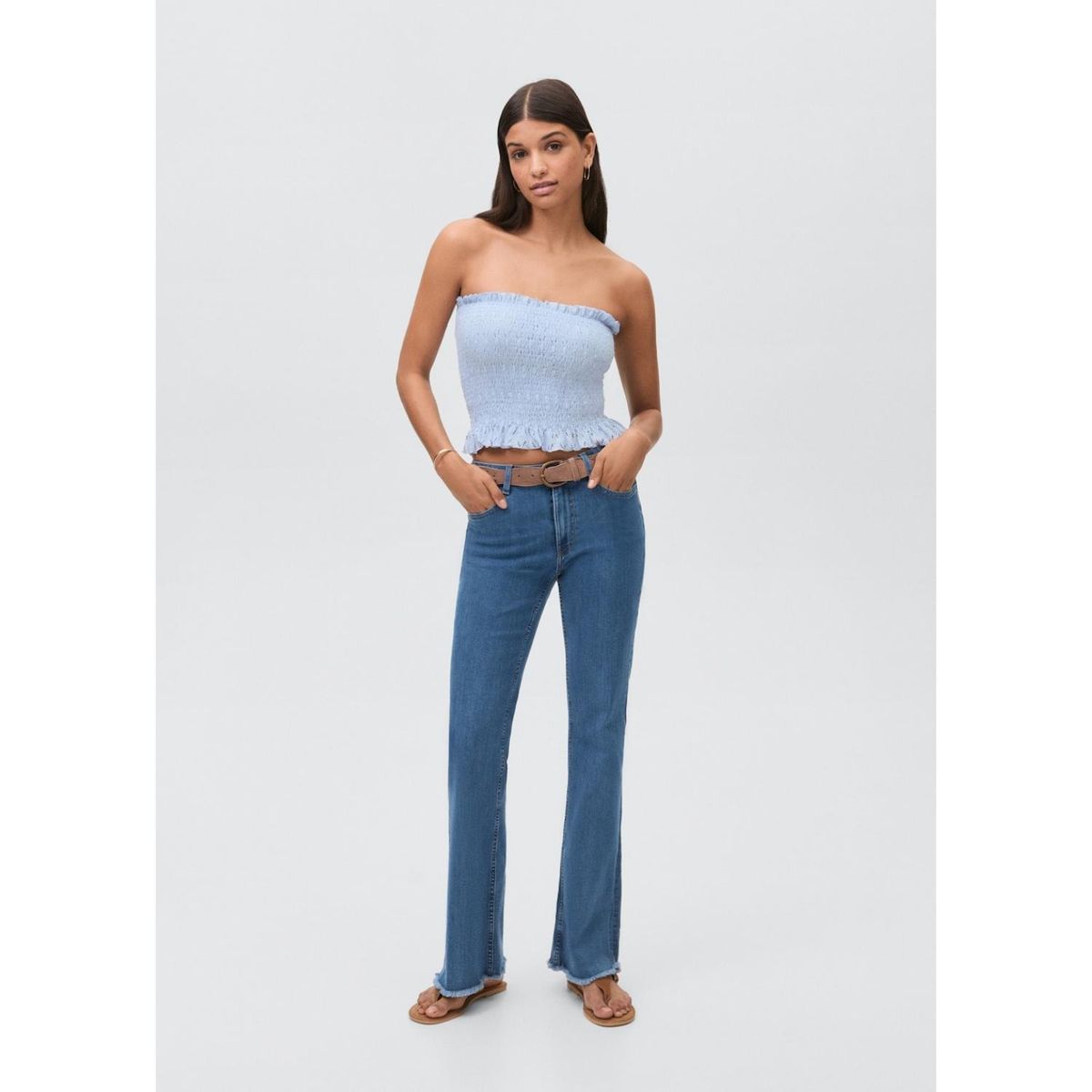 MANGO TEEN - Jean Flare Tiro Alto Mujer Mango Teen