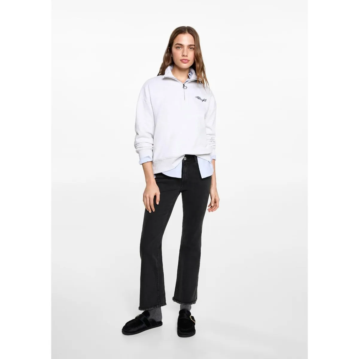 MANGO TEEN - Jean Flare Tiro Alto Mujer Mango Teen