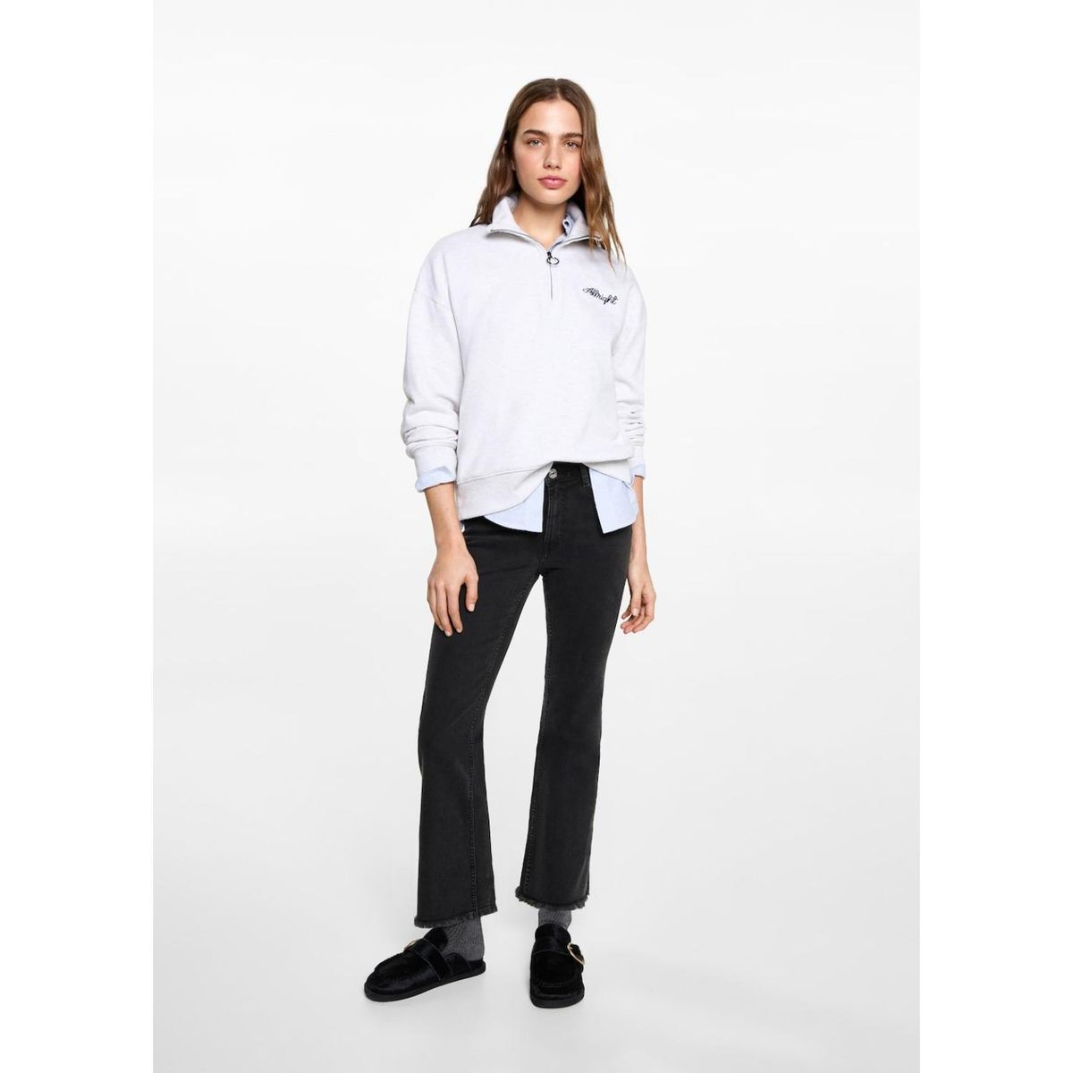 MANGO TEEN - Jean Flare Tiro Alto Mujer Mango Teen.