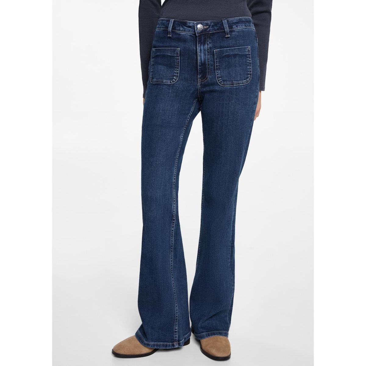 MANGO TEEN - Jean Flare Tiro Alto Mujer Mango Teen