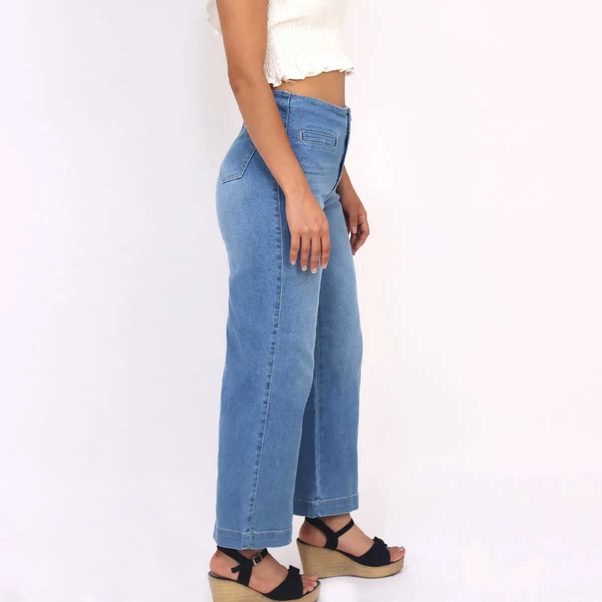 KAYRA POBLET - Jean Culotte Tiro Alto Mujer Kayra Poblet