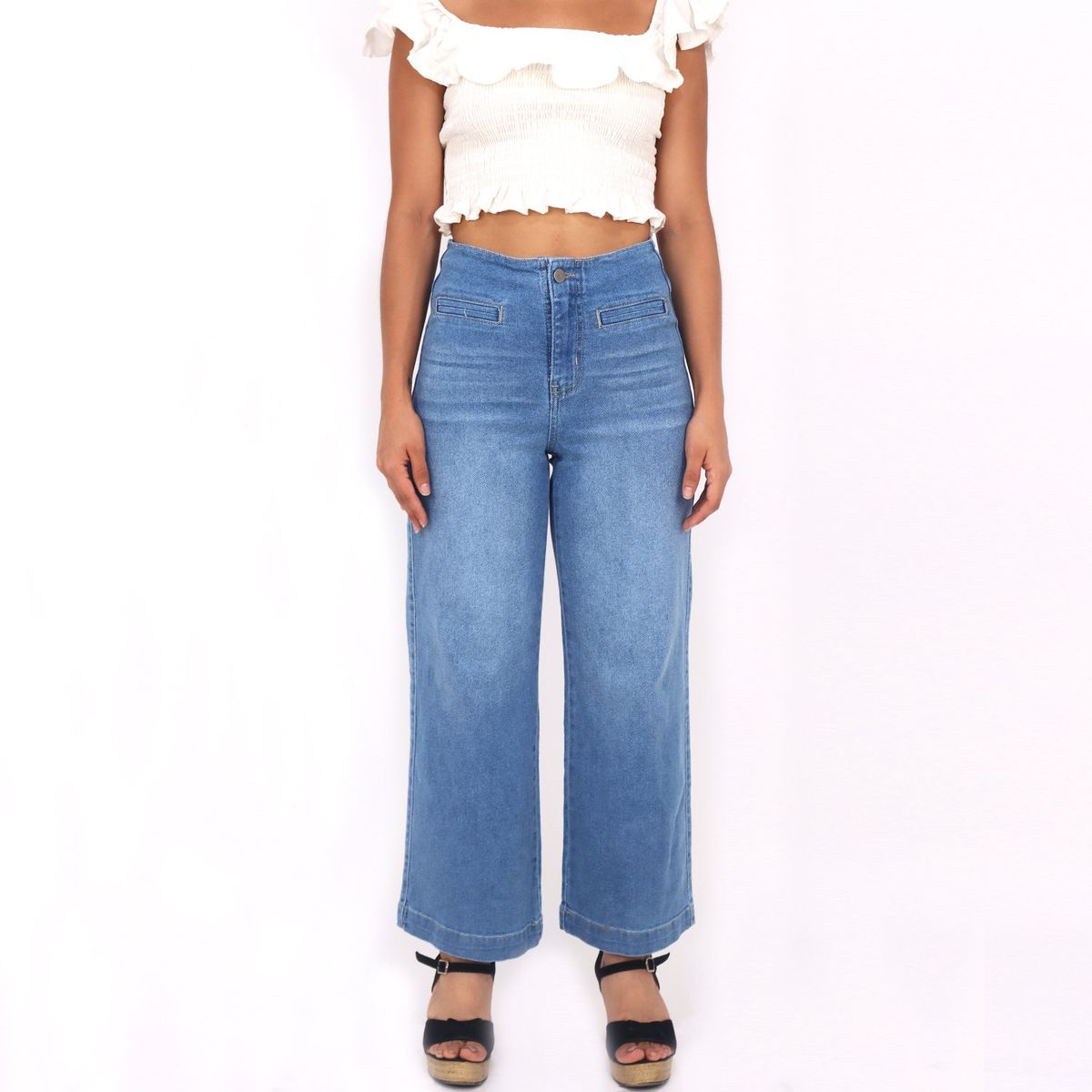 KAYRA POBLET - Jean Culotte Tiro Alto Mujer Kayra Poblet