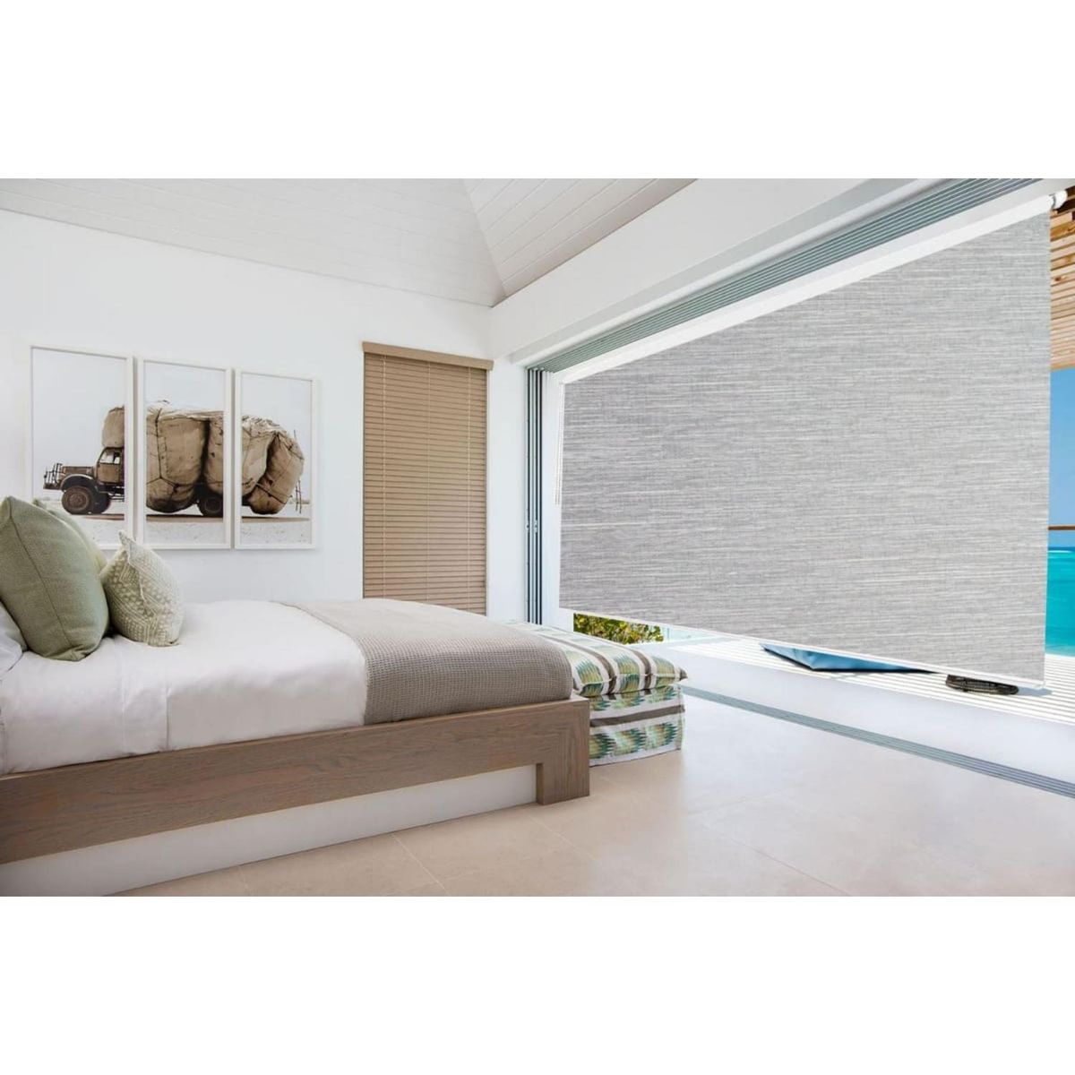 DECOR HOUSE INTEGRALES SAC - Cortina Roller Blackout Textil Rústico Gris 140cm Ancho x 200cm Alto