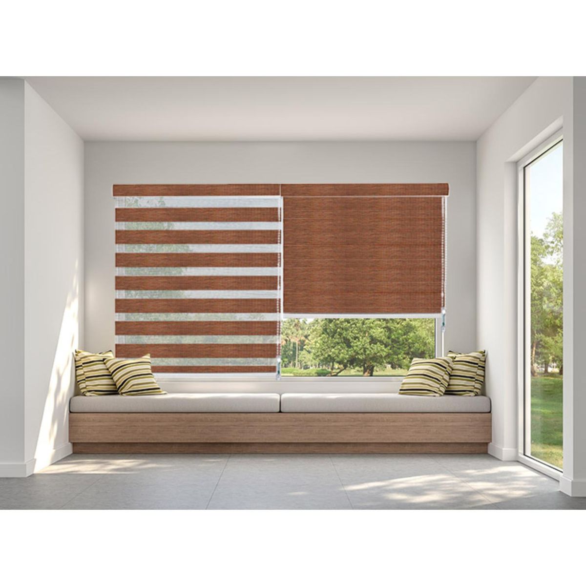 DECOR HOUSE INTEGRALES SAC - Cortina Roller Duo Superior Marrón Ancho 150cm x Alto 180cm
