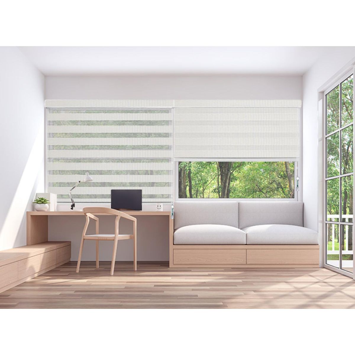 DECOR HOUSE INTEGRALES SAC - Cortina Roller Duo Premium Screen Crema Ancho 120cm x Alto 140cm