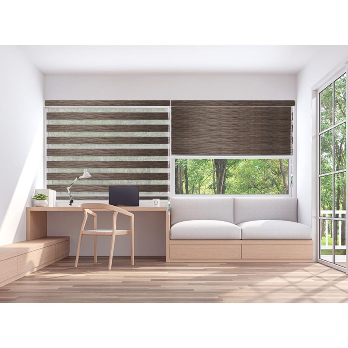 DECOR HOUSE INTEGRALES SAC - Cortina Roller Duo Premium Screen Marrón Ancho 110cm x Alto 110cm