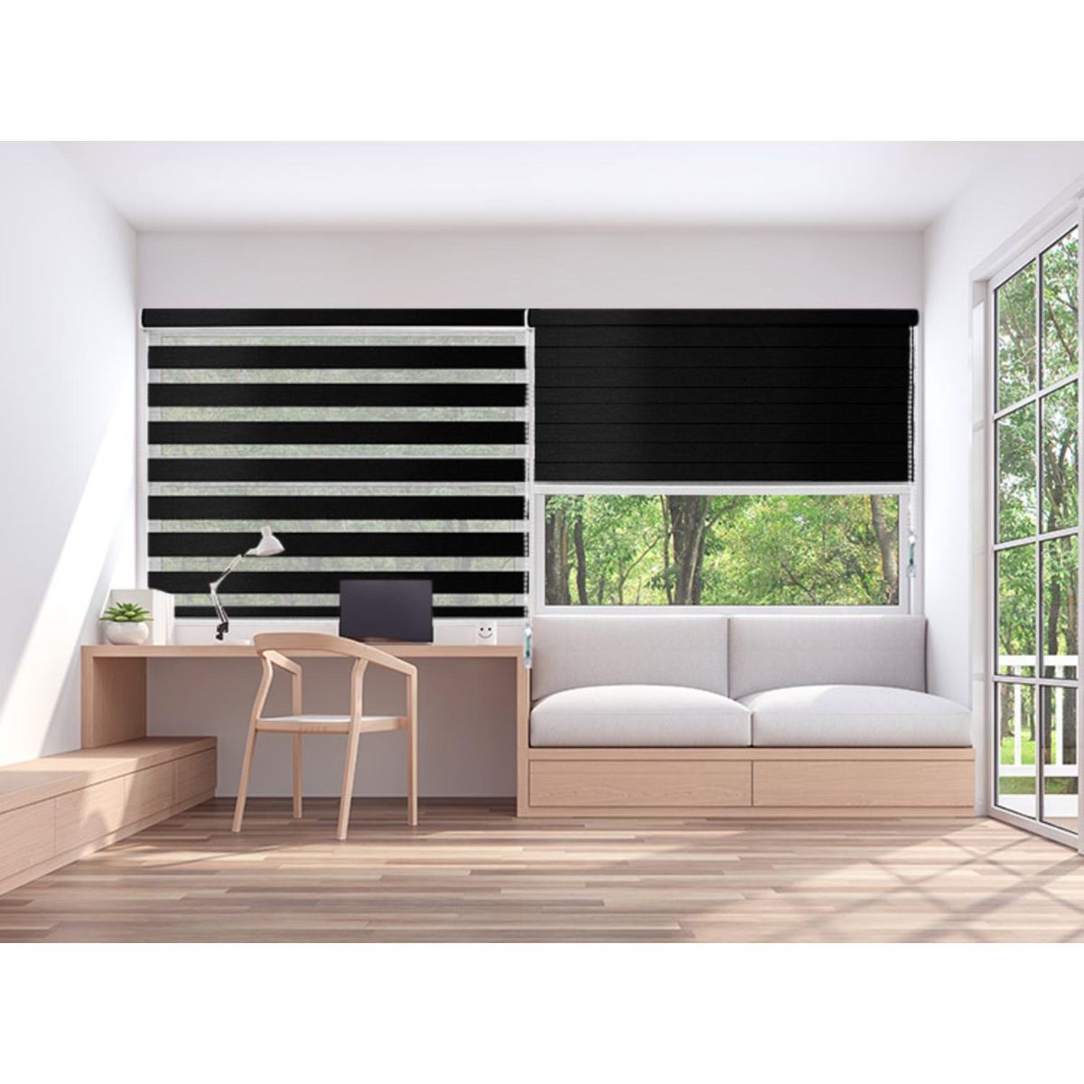 DECOR HOUSE INTEGRALES SAC - Cortina Roller Duo Premium Screen Negro Ancho 110cm x Alto 180cm