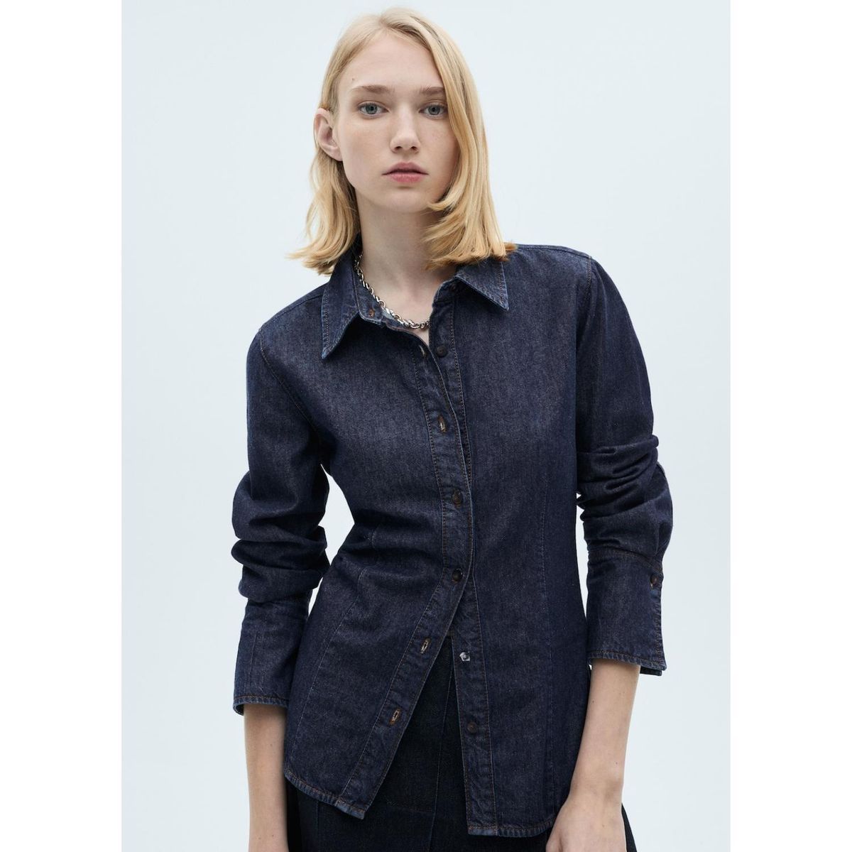 MANGO - Camisa Manga Larga 100% Algodón Mujer Mango