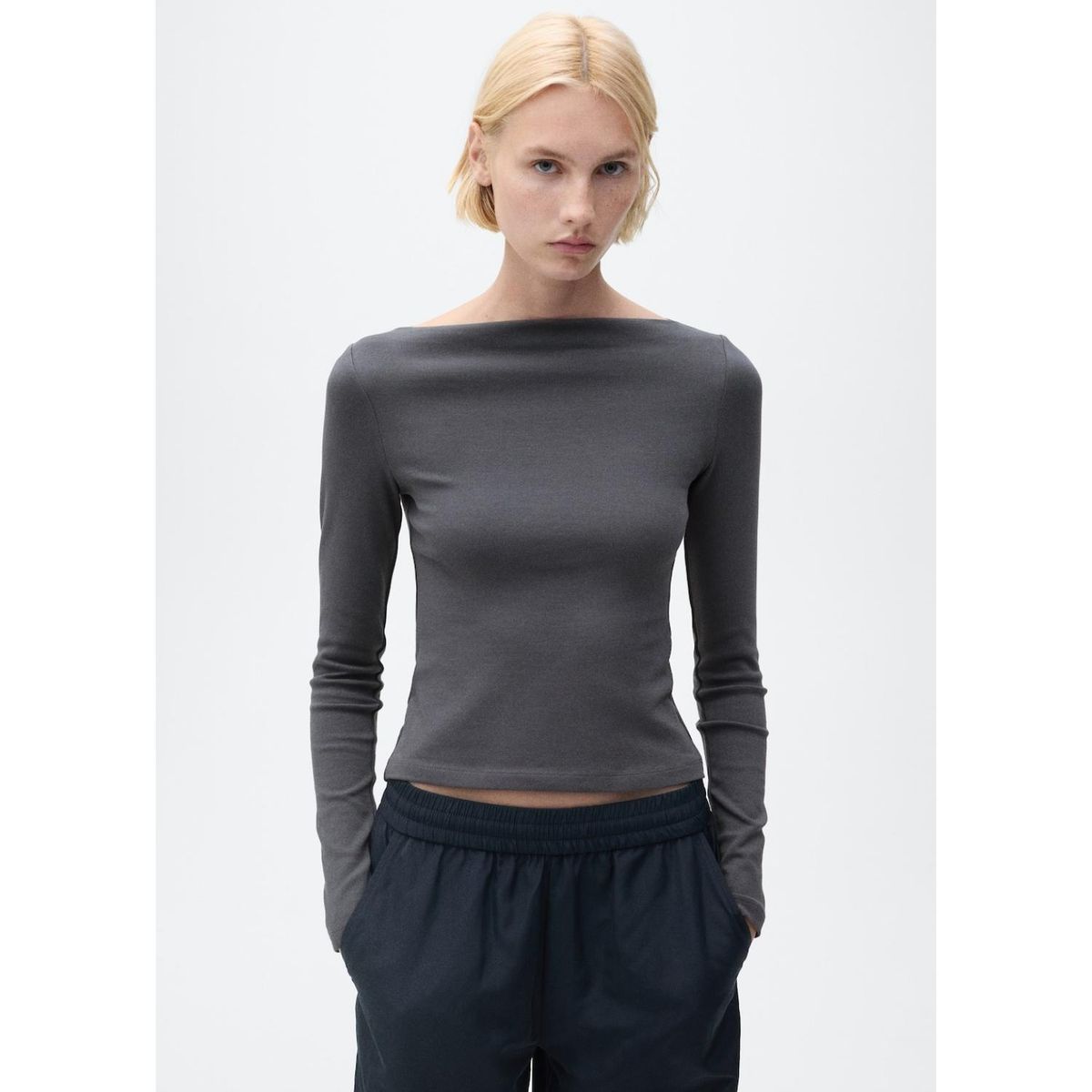 MANGO - Polo Manga Larga Algodón Mujer Mango