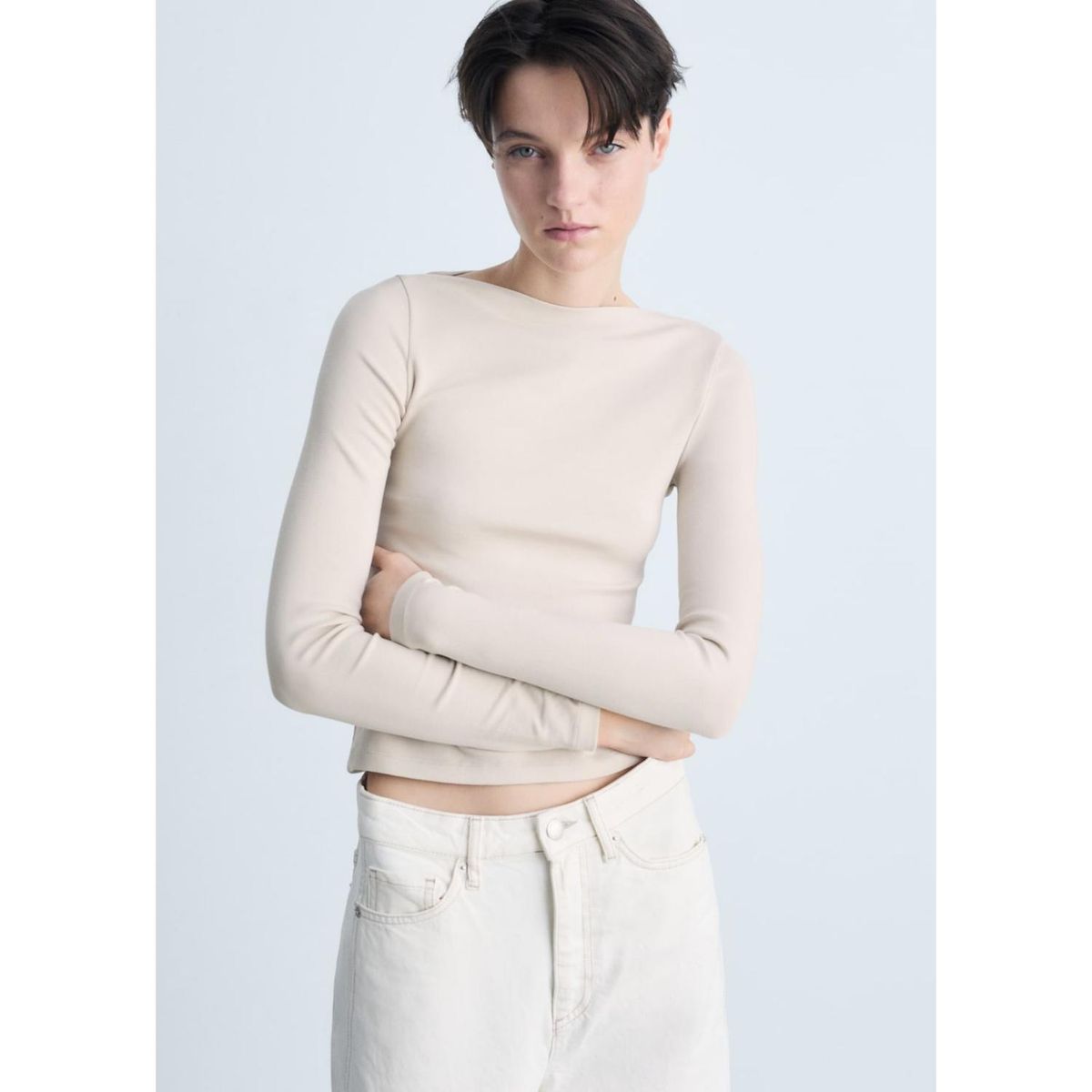 MANGO - Polo Manga Larga Algodón Mujer Mango