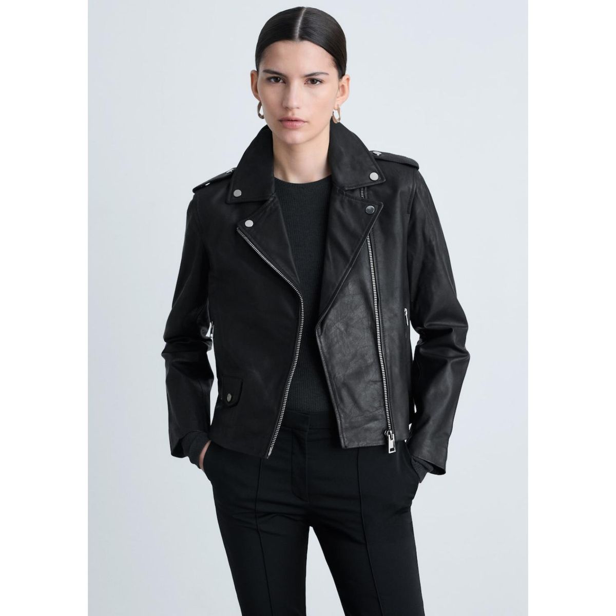 MANGO - Casaca 100% Cuero Mujer Mango