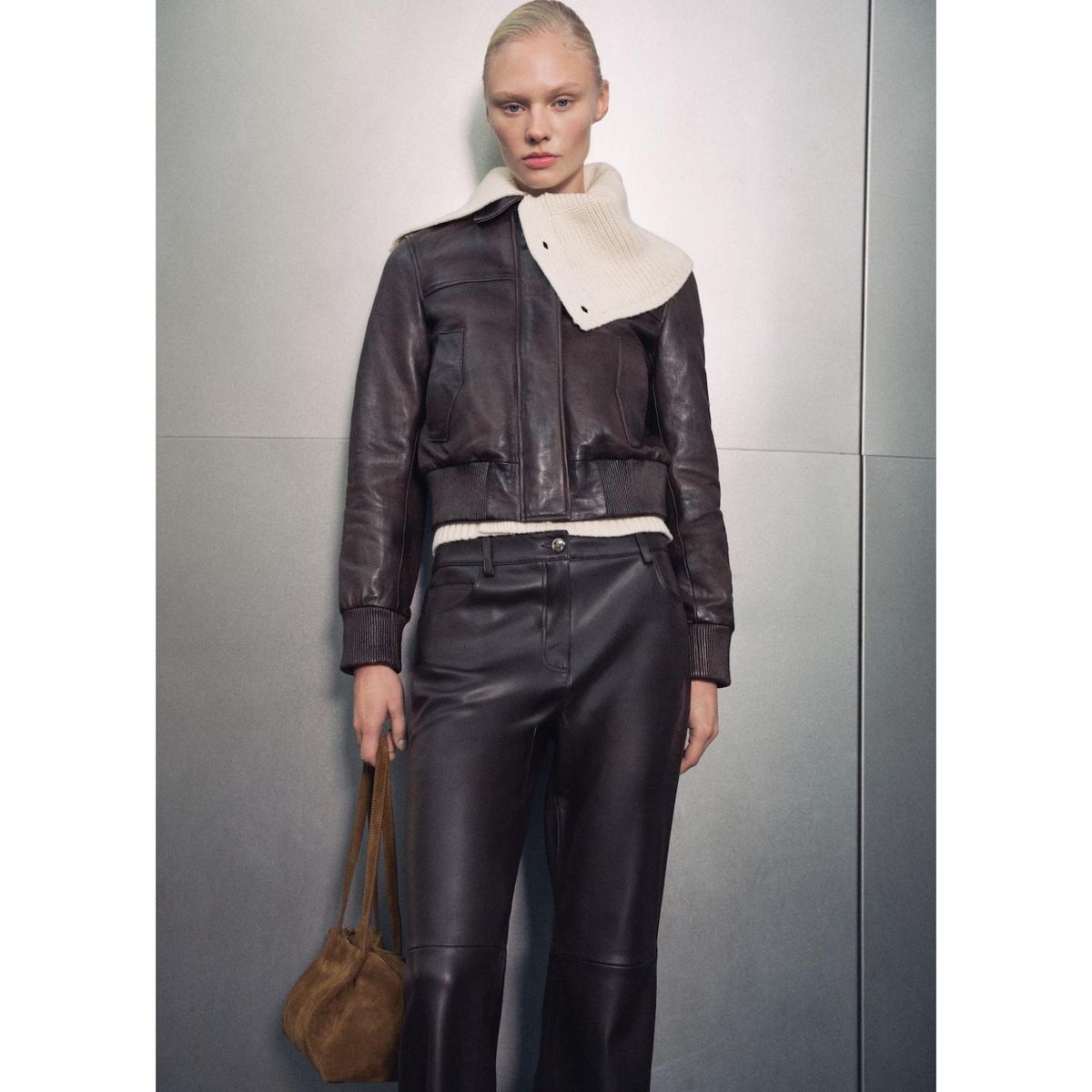 MANGO - Casaca 100% Cuero Mujer Mango