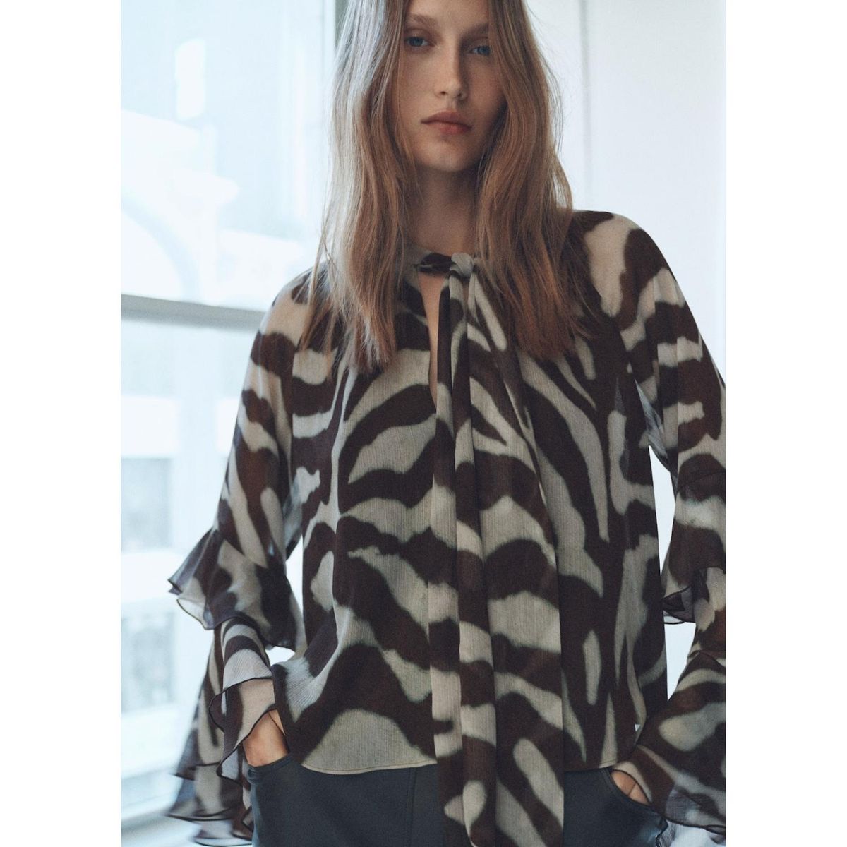 MANGO - Blusa Manga Larga Casual Mujer Mango