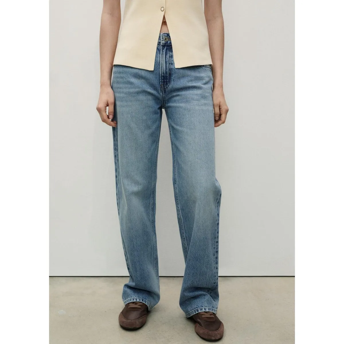 MANGO - Jean Straight Tiro Alto Mujer Mango