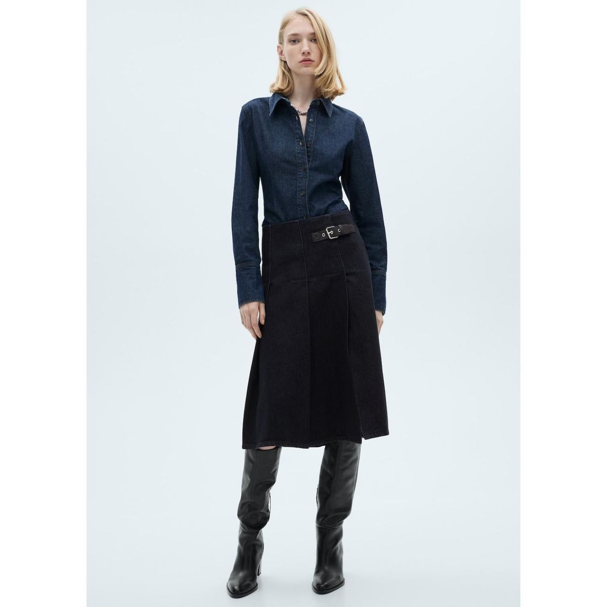 MANGO - Falda Larga 100% Algodón Mujer Mango