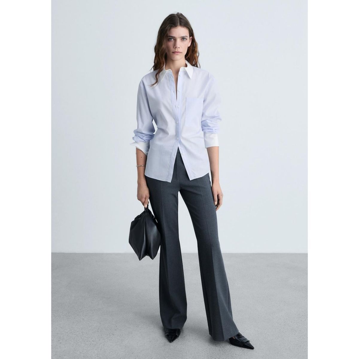 MANGO - Camisa Manga Larga Algodón Mujer Mango