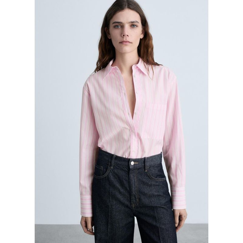 MANGO - Camisa Manga Larga Algodón Mujer Mango