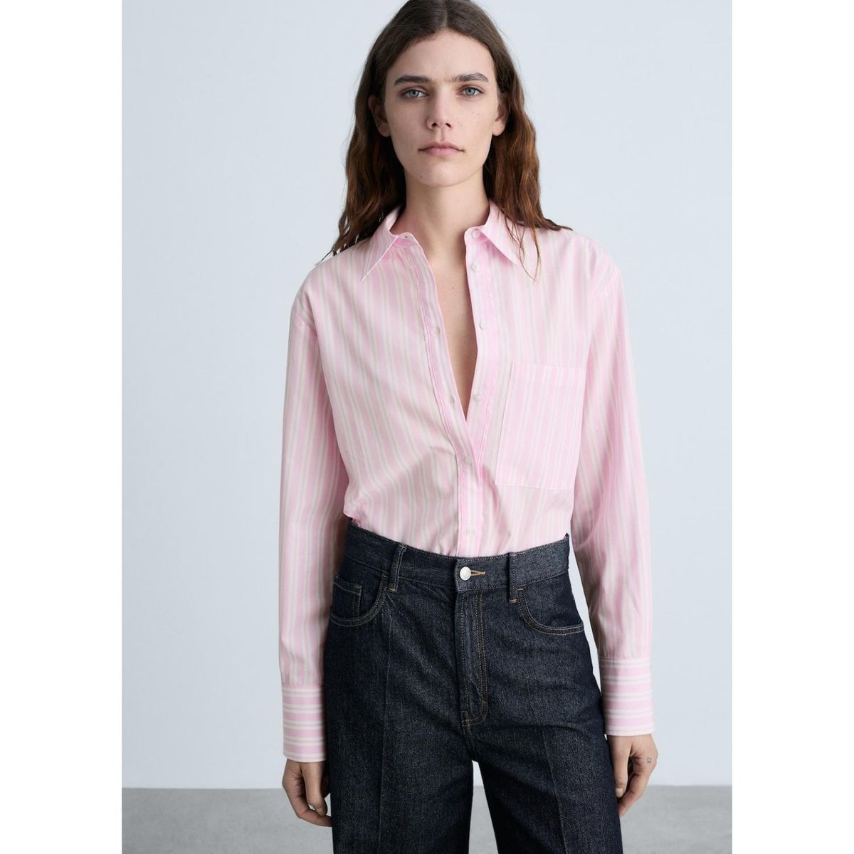 MANGO - Camisa Manga Larga Algodón Mujer Mango