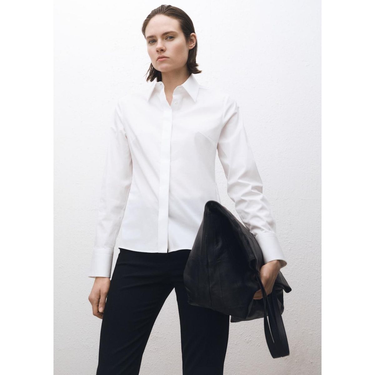 MANGO - Camisa Manga Larga Algodón Mujer Mango