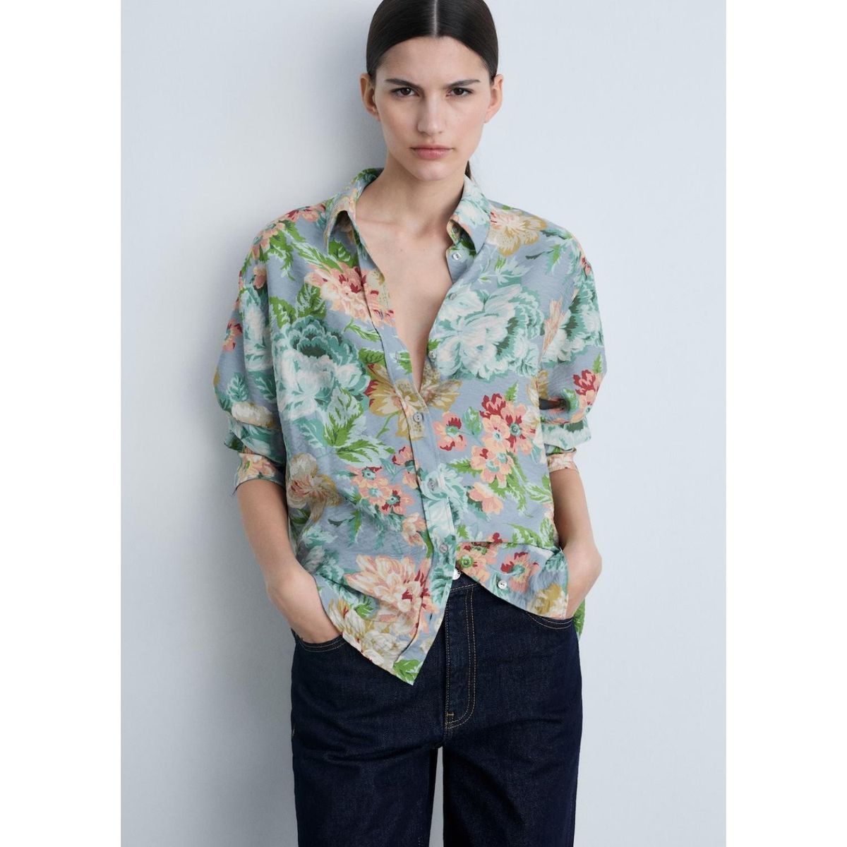 MANGO - Camisa Manga Larga Casual Mujer Mango