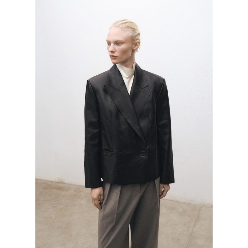 MANGO - Blazer 100% Cuero Mujer Mango