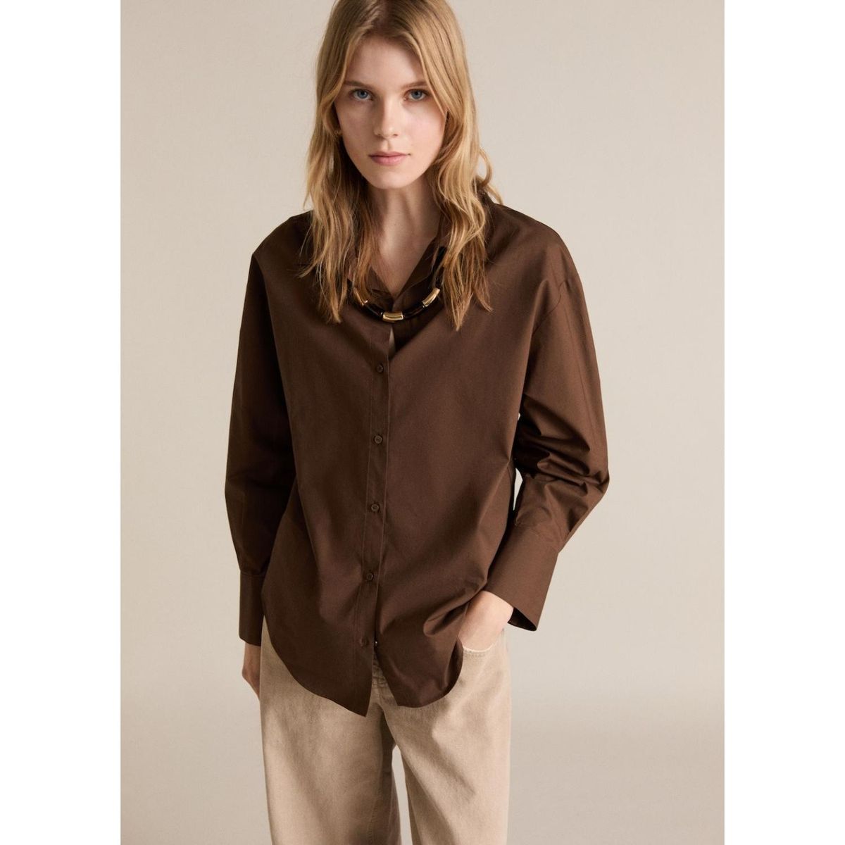 MANGO - Camisa Manga Larga 100% Algodón Mujer Mango