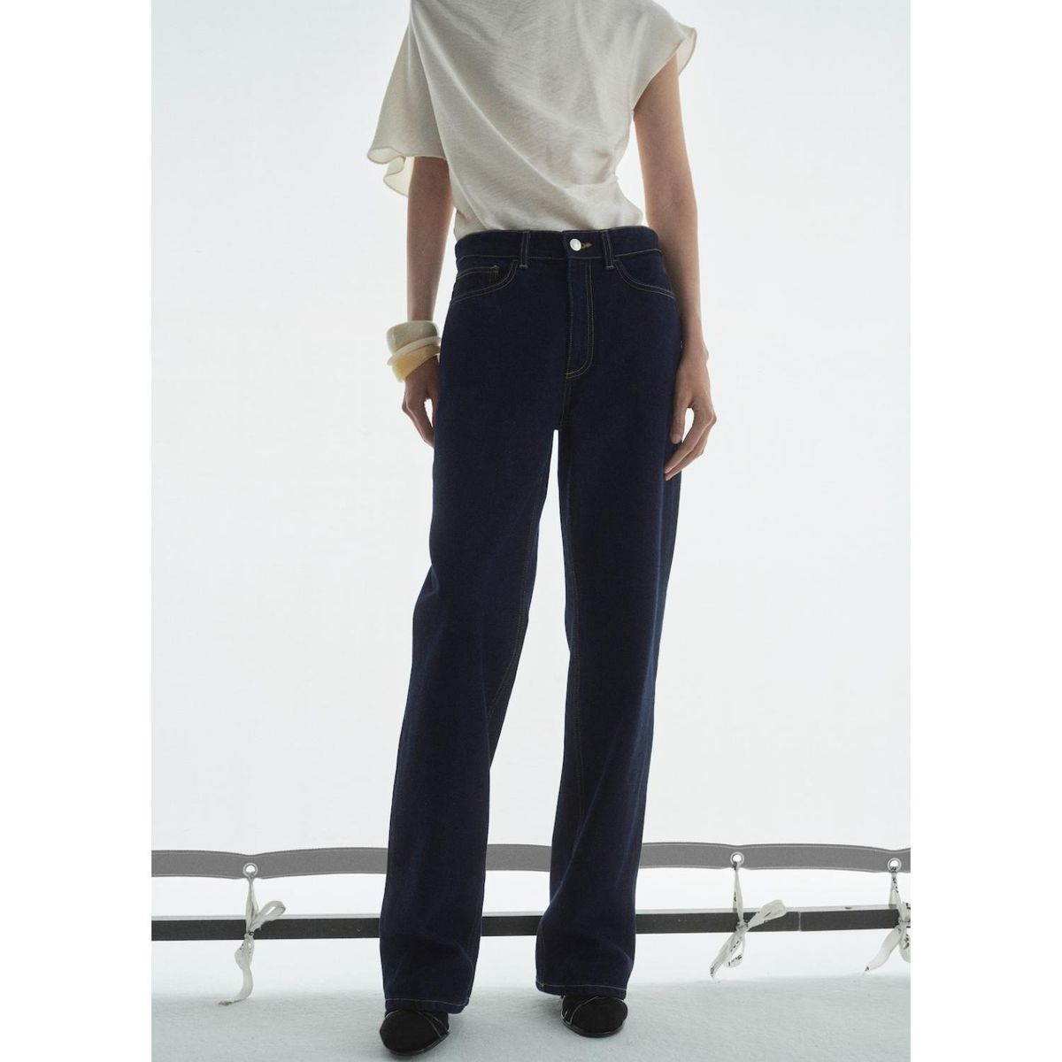 MANGO - Jean Straight Tiro Alto Mujer Mango