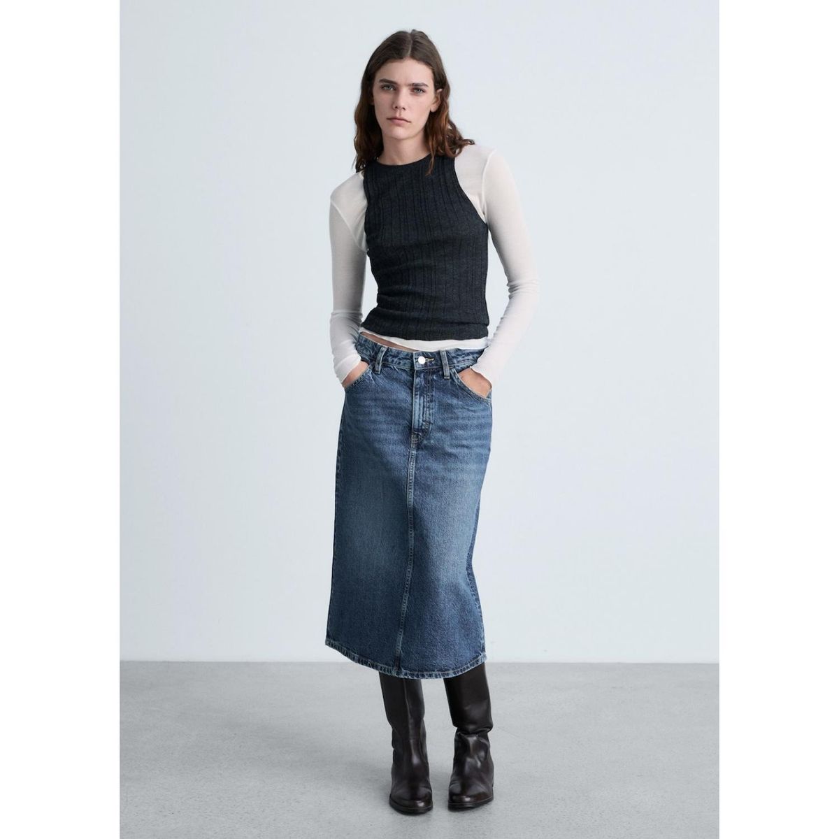 MANGO - Falda Larga 100% Algodón Mujer Mango