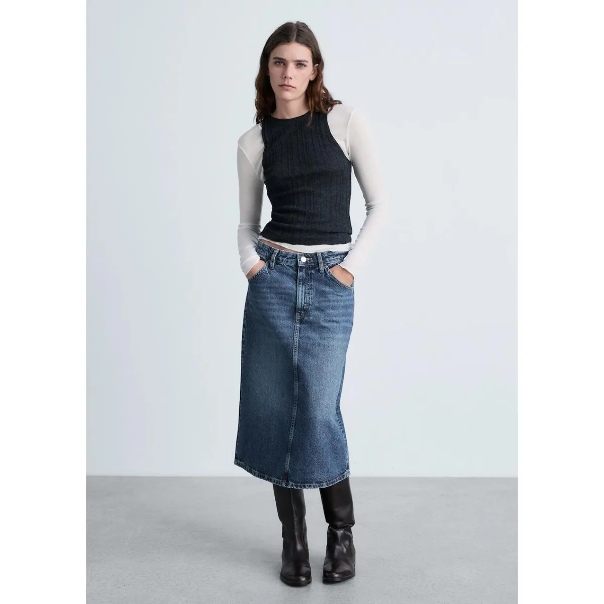 MANGO - Falda Larga 100% Algodón Mujer Mango