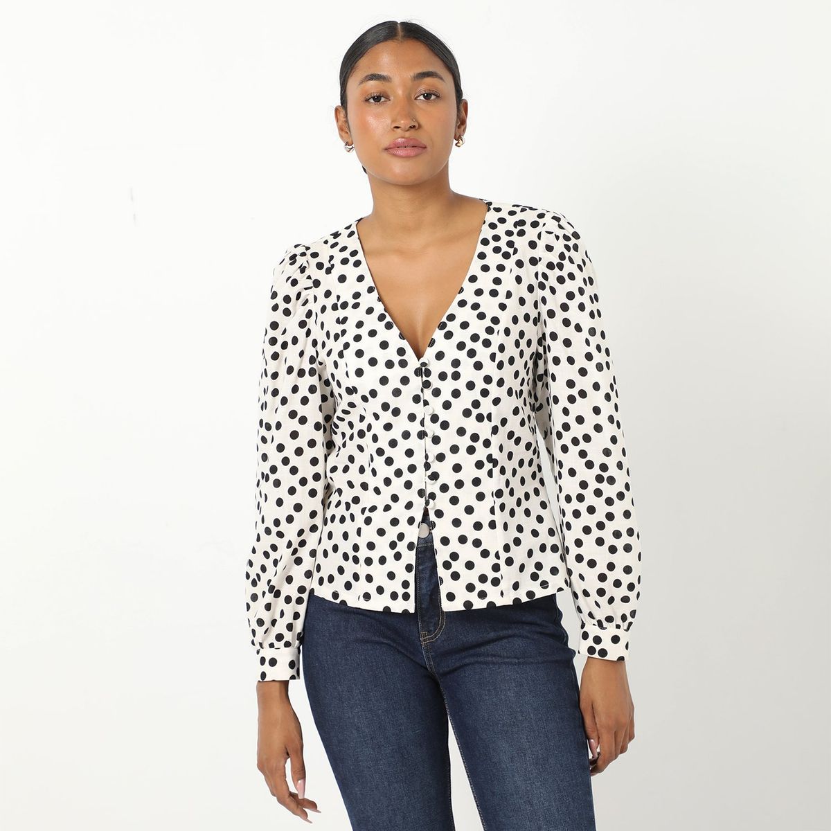 BASEMENT - Blusa Manga Larga 100% Algodón Mujer Basement